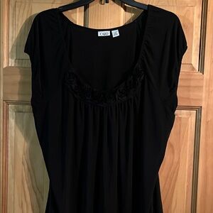 Cato Black Blouse with Floral Detail